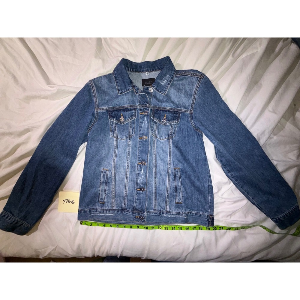 Risen The New Essentials Distressed Denim Trucker Jacket Small T08-16